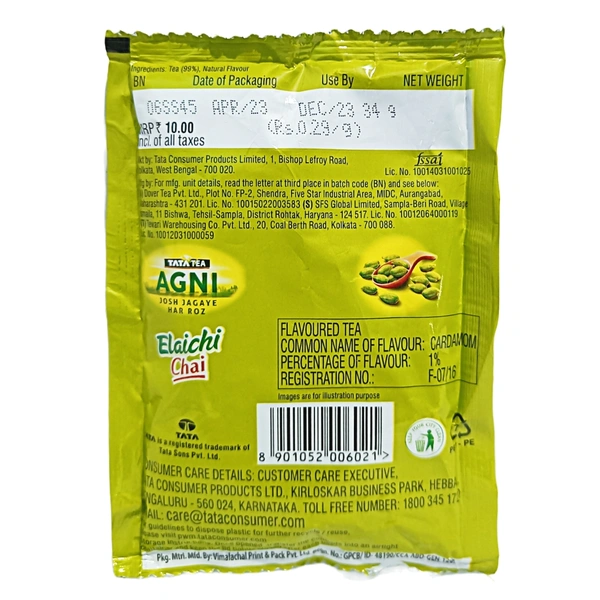 Tata Tea Agni, Elaichi Chai (Pack 0f 20)