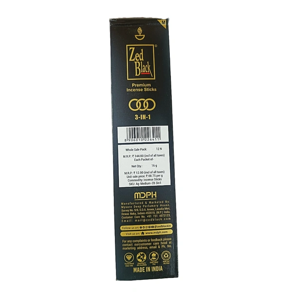 Zed Black Premium Incense Sticks -(12N ×₹12)