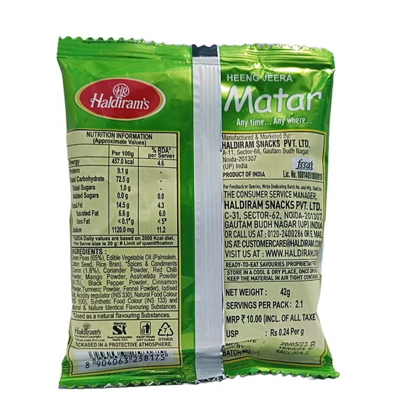 Haldiram's Matar (Heeng Jeera) - ₹10 (Pack Of 12)