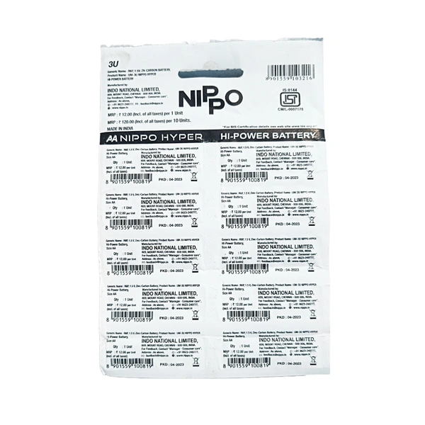 Nippo Hyper (AA) Battery 🔋-₹12 × 10N