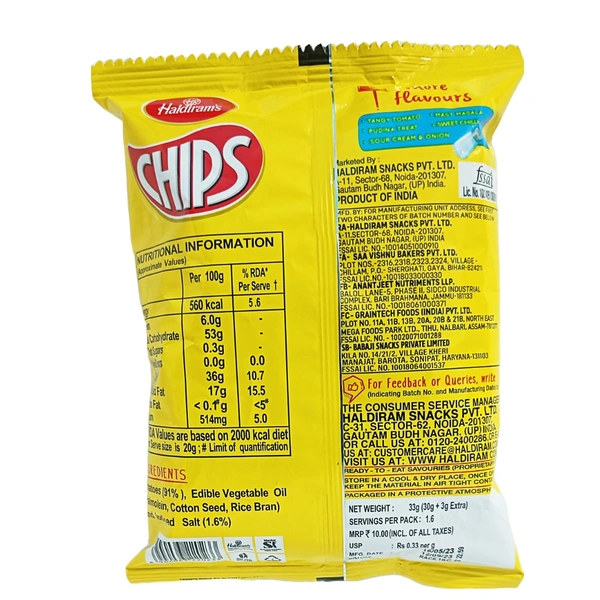 Haldiram's Chips Classic Salted  - ₹10 (Pack Of 10)