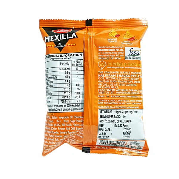 Haldiram Mexilla, Classic Tortilla Chips -₹5 - Pack Of 12