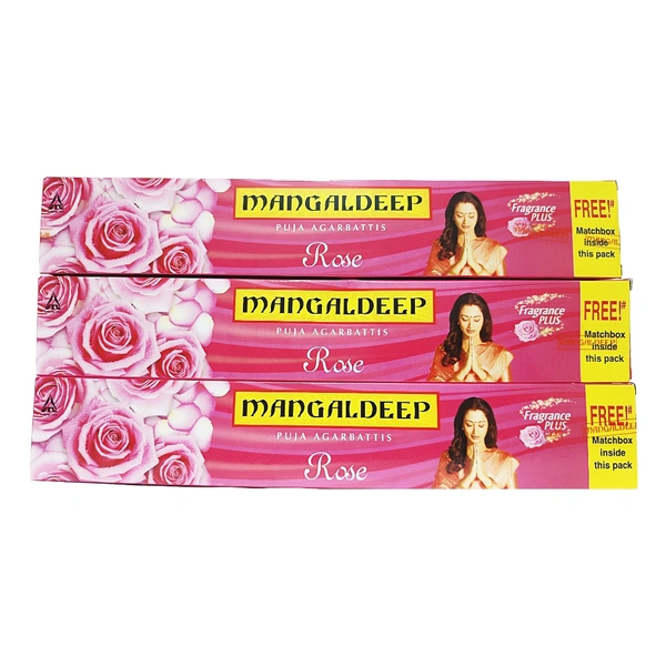 Mangaldeep Agarbattis Rose -₹10 (Pack Of 12)