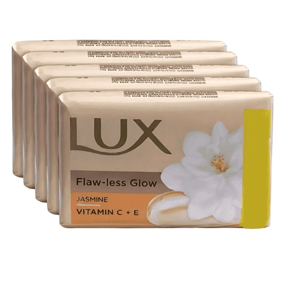 lux flaw-less glow jasmine vitamin c + e soap set 5×100 gm