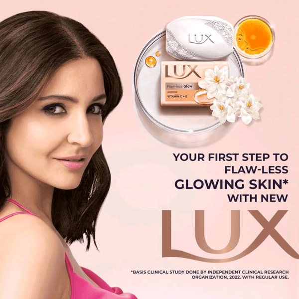 lux flaw-less glow jasmine vitamin c + e soap set 5×100 gm