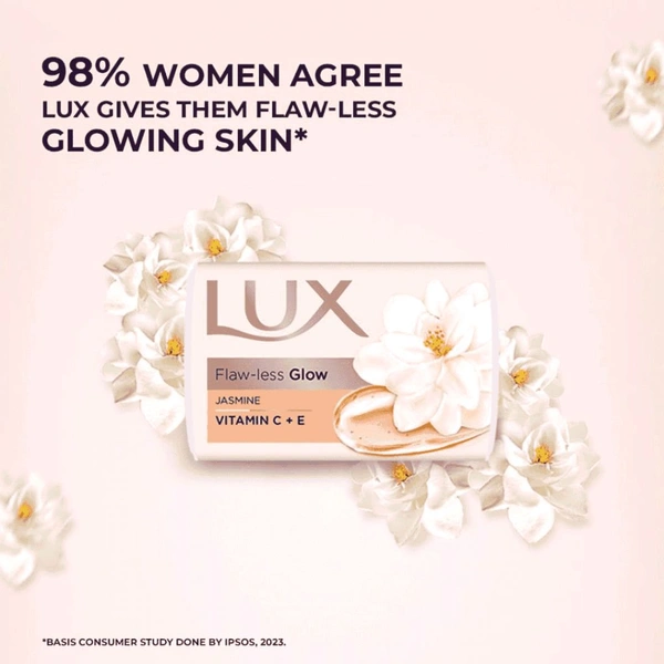 lux flaw-less glow jasmine vitamin c + e soap set 5×100 gm
