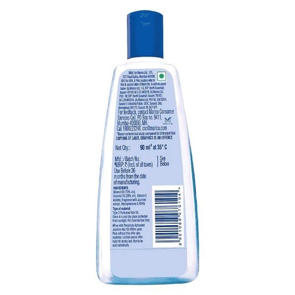 Parachute advansed jasmine non-sticky coconut hair oil 90 ml (bottle)