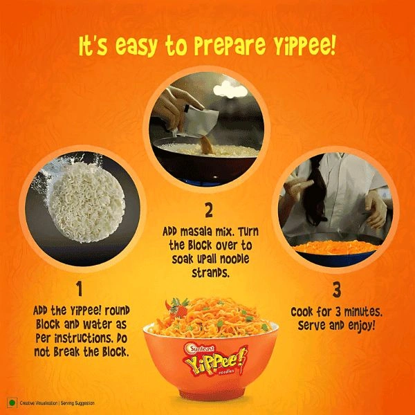 Sunfeast Yippee Magic Masala Noodles with Added Veggies - The Better Noodles - ₹15 (Pack Of 96)