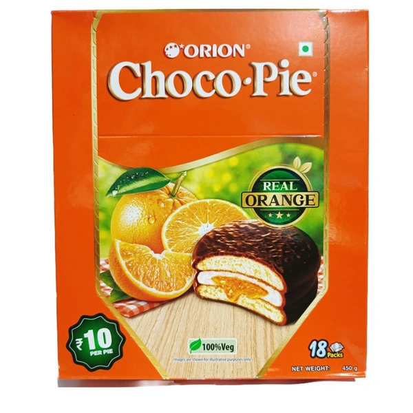 Orion Choco Pie ( Real Orange )-₹10 - Pack Of 18