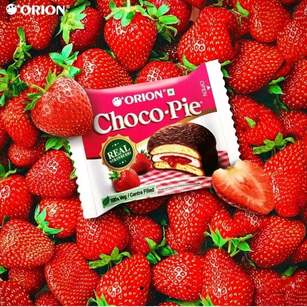 Orion Choco Pie Real Strawberry - ₹10 (Pack Of 18)
