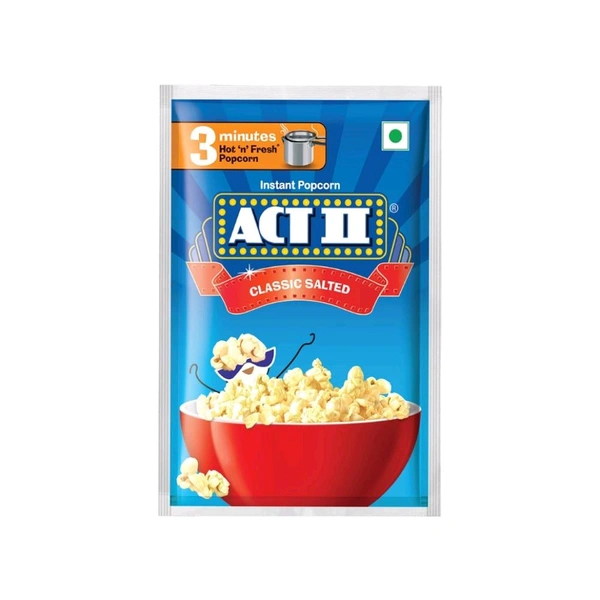 Act II Classic Salted Popcorn - Instant - 5 g Free - ₹10 (Pack Of 15)