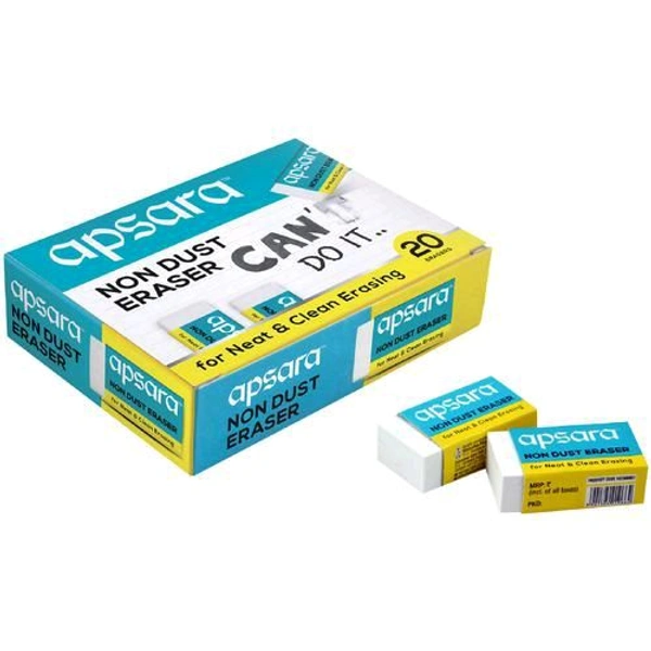 Apsara Non Dust Eraser - ₹3 (Pack Of 20)