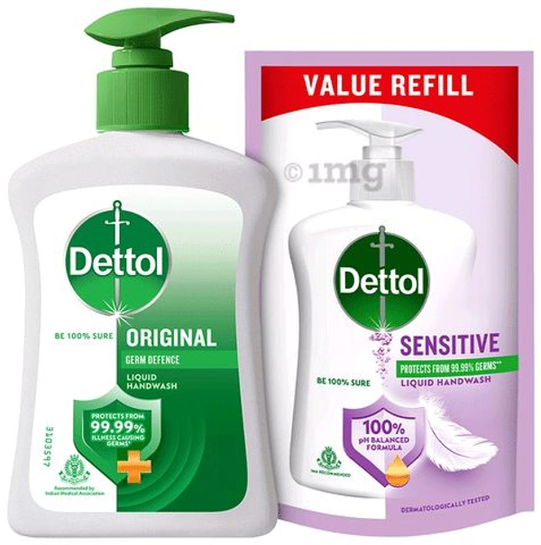 Dettol Original Liquid Handwash 200ml with Liquid Handwash Refill 175ml