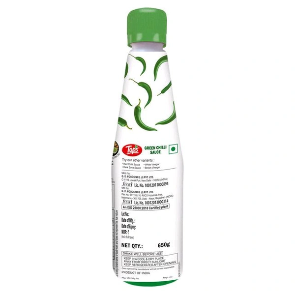 TOPS Green Chilli Sauce - 650g