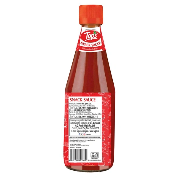 TOPS Snack Sauce - 465g. Glass Bottle