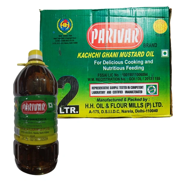 Parivar Kachchi Ghani Mustard ( Sarso ) Oil - 2L (Pack Of 6)