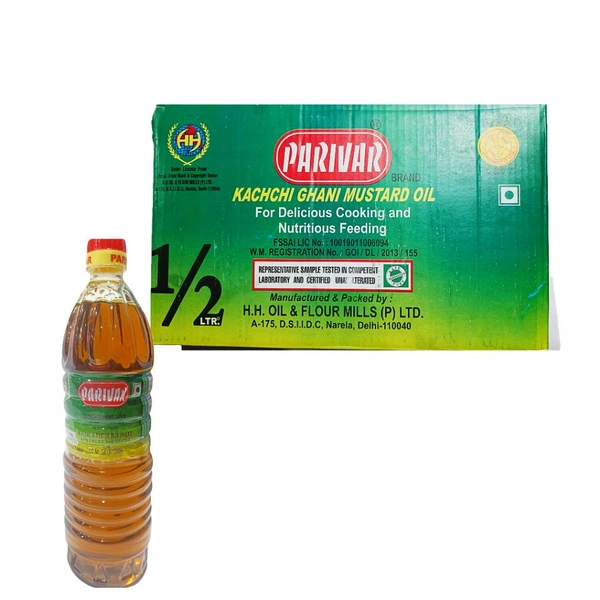 Parivar Kachchi Ghani Mustard ( Sarso ) Oil - 500ml (Pack Of 24)