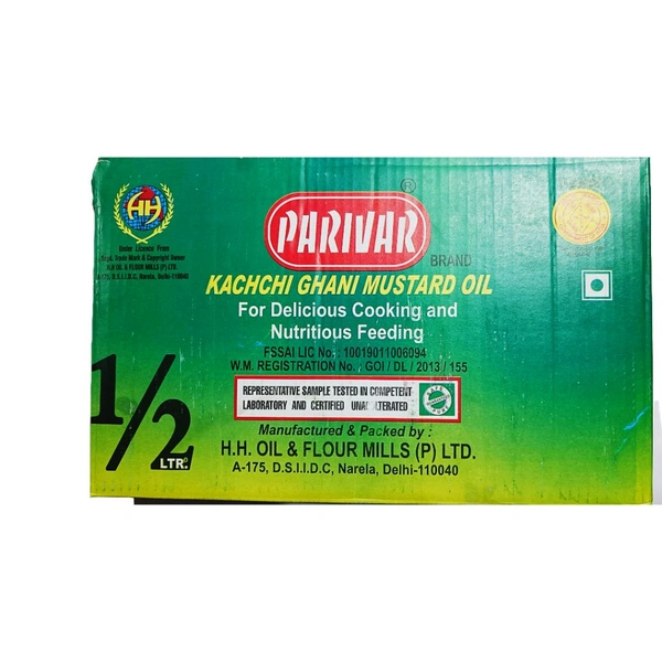 Parivar Kachchi Ghani Mustard ( Sarso ) Oil - 500ml (Pack Of 24)
