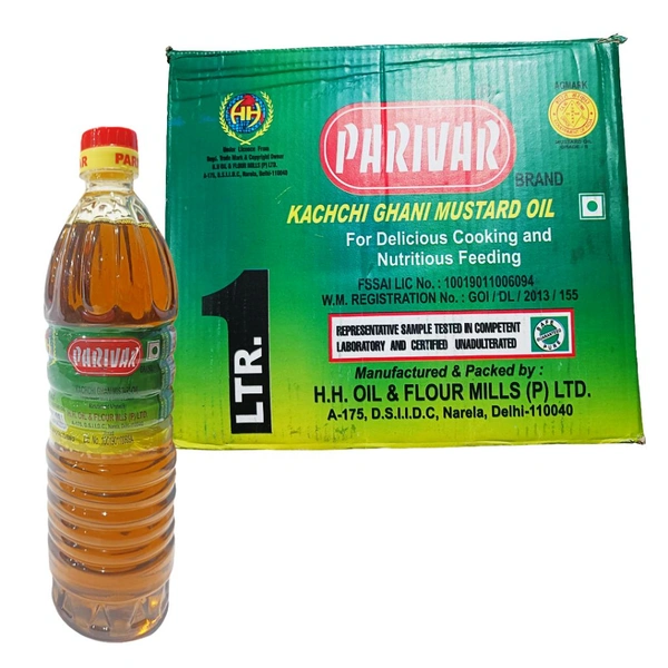 Parivar Kachchi Ghani Mustard ( Sarso ) Oil - 1L (Pack Of 12)