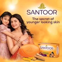 Santoor Sandal & Turmeric Soap for Total Skin Care, 100g × 4N