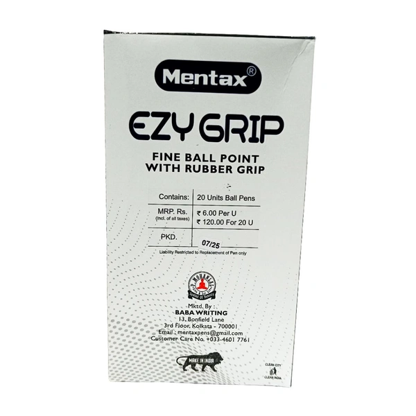 Mentax Ezy Grip Ball Pen ( Black ) Pack Of 20
