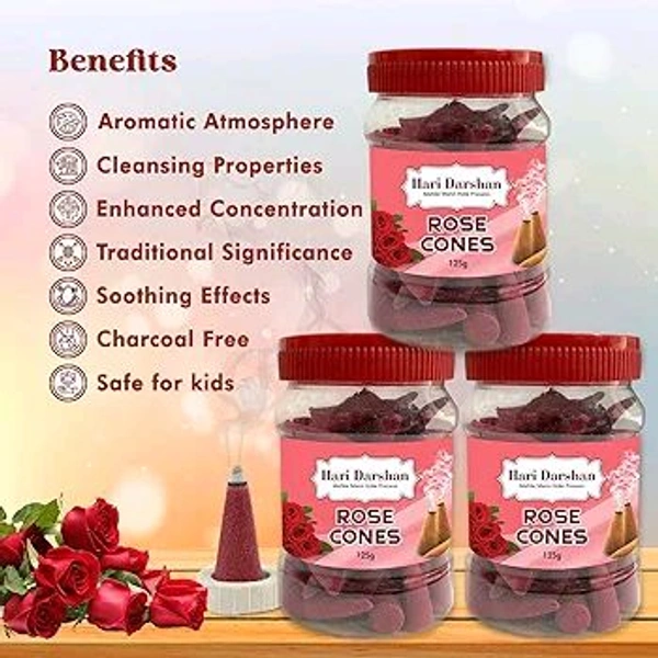 Hari Darshan Rose Dhoop Cones - 125g