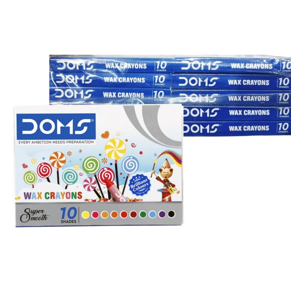 Doms  10 Shades Super Smooth Wax Crayon Non-Toxic Colours - ₹10 (Pack Of 10)