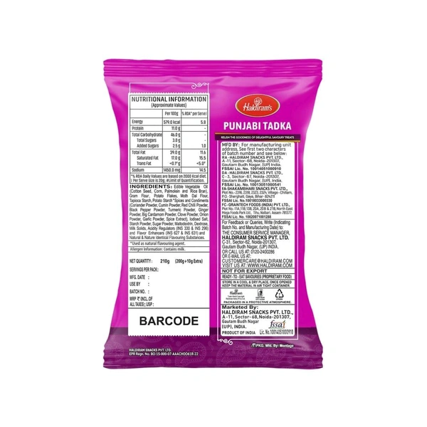 Haldirams Punjabi Tadka -200g + 10g Free