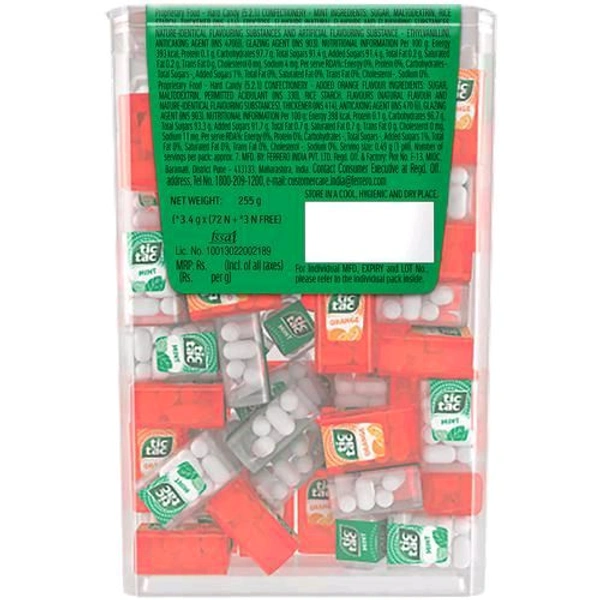 Tic Tac Hard Candy - Mint & Orange Flavoured -₹5 (Pk Of 75)