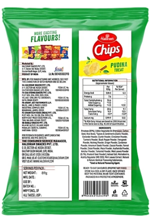 Haldiram's Chips Pudina Terat - ₹10 (Pack Of 10) - 