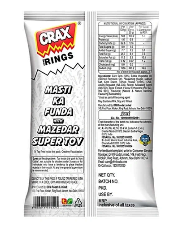 Crax Rings (Tangy Tomato) - ₹5 (Pack Of 12) - 