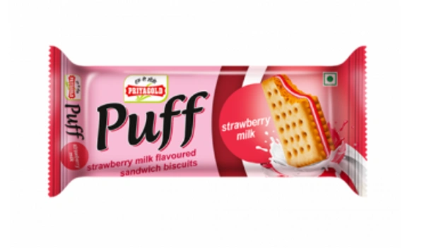 PRIYAGOLD Puff Strawberry - ₹5 (Pack Of 10) - 