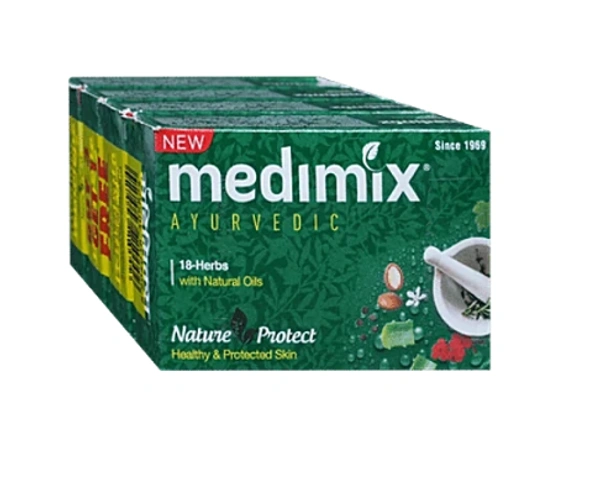Medimix  Ayurvedic 18 Herbs Soap for Healthy Skin (75gm Each) Buy 3 Get 1 Free