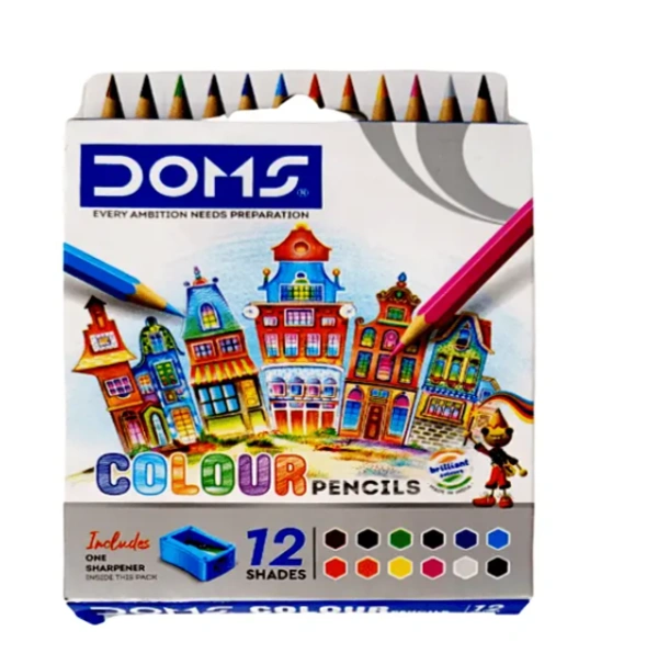 Doms  Colour pencils 12 assorted shades - ₹30