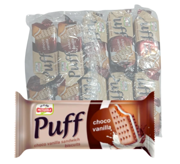 PRIYAGOLD Puff Choco Vanilla - ₹5 (Pack Of 10) - 