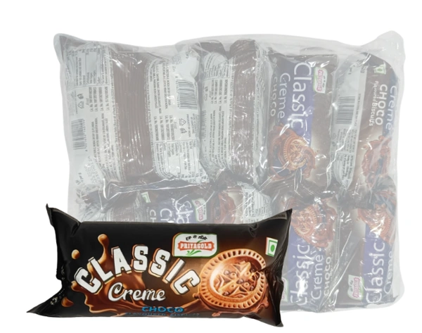 PRIYAGOLD  Classic Cream, Chocolate Flavoured Cream Biscuits - ₹5 (Pack Of 10) - 