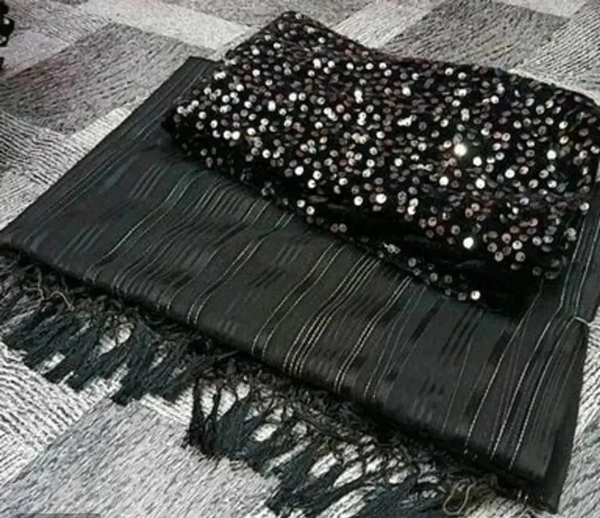 Weightless Georgette Marble Sarees With Sequence Blouse Piece