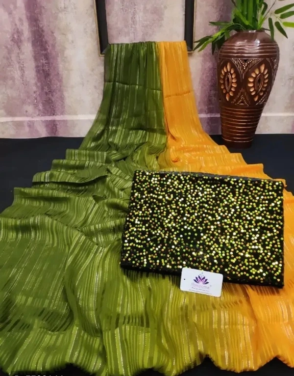 Trending Weightless Chiffon Saree With Velvet Blouse Piece