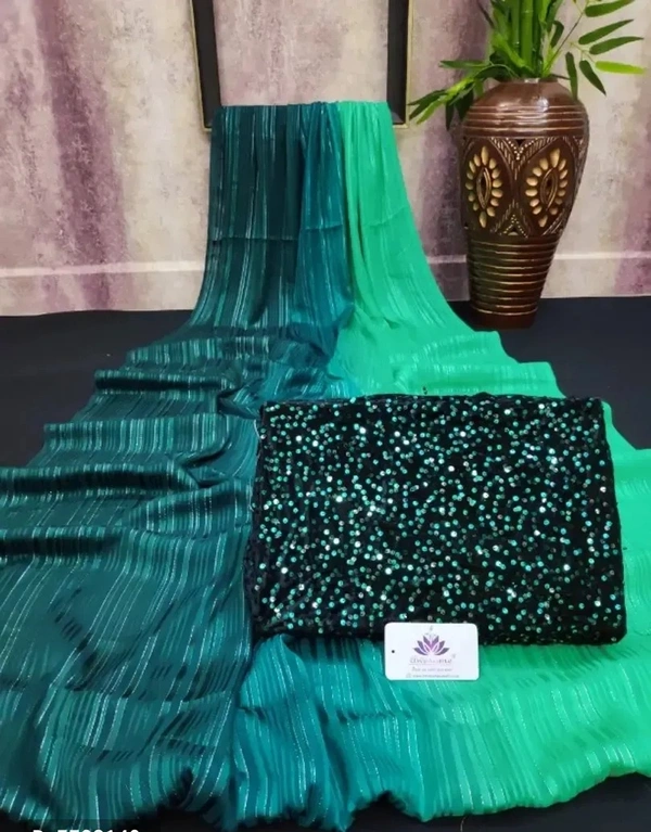Trending Weightless Chiffon Saree With Velvet Blouse Piece