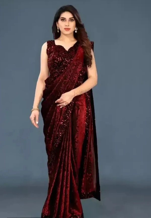 Stylish Women Lycra Saree with Blouse Piece 13058708