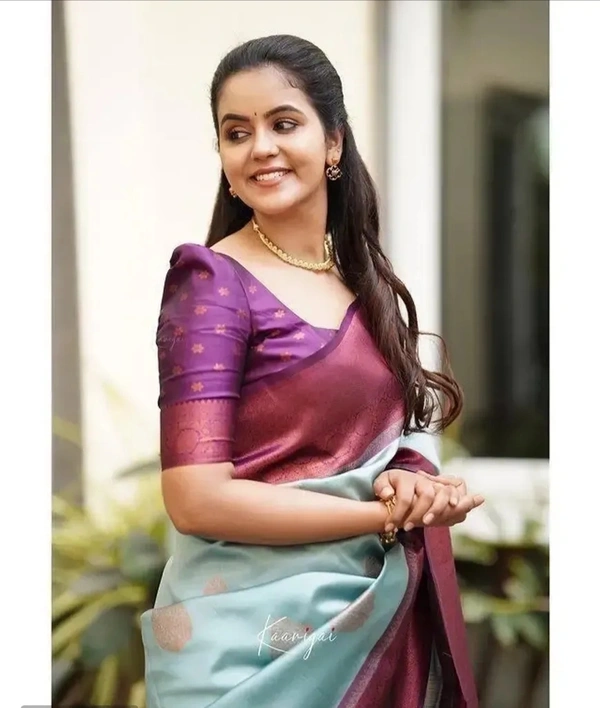 Women Jacquard Banarasi Silk Saree with Blouse 13281425