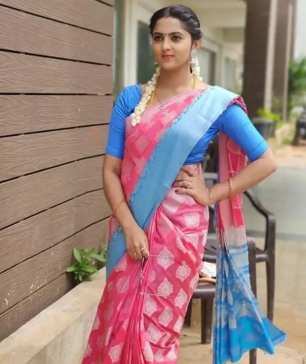 Litchi Silk Woven Design Partywear Saree with Blouse Piece 12248775