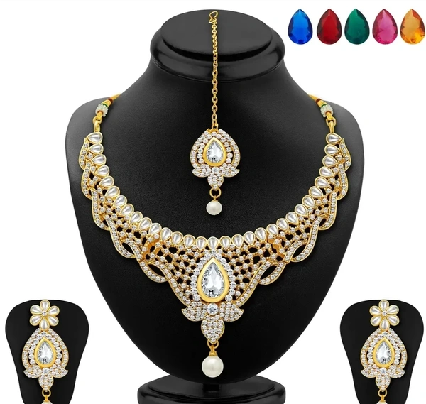 Sukkhi Golden Necklace amp; Earrings Jewellery Set 1232299