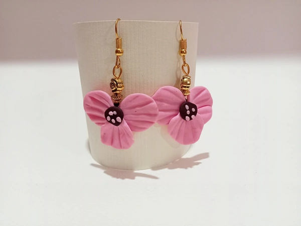Clornaments  Pink Flower Earrings  - Classic Rose, 2"