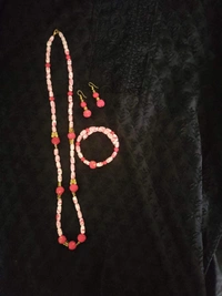 Clornaments Red beads Necklace Set  - Red, 24" Long