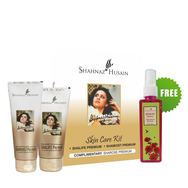 Shahnaz Husain Skincare Kit Premium (Shalife Premium 60GM + Shamoist Premium 60GM) - Free Sharose Premium 100GM