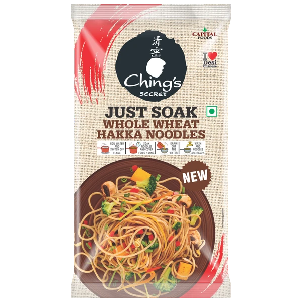 Ching’s Secret Just Soak Whole Wheat Hakka Noodles - 140Gm (Pack of 6)