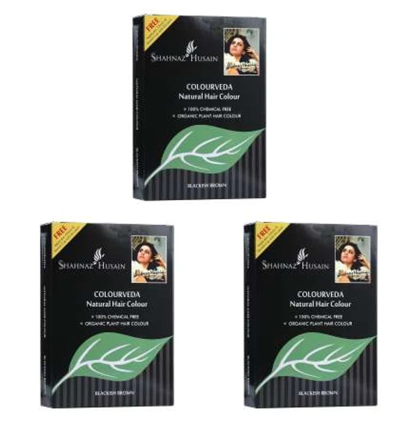 Shahnaz Husain Colourveda Natural Hair Colour - 100Gm (Blakish Brown) (Pack of 3)