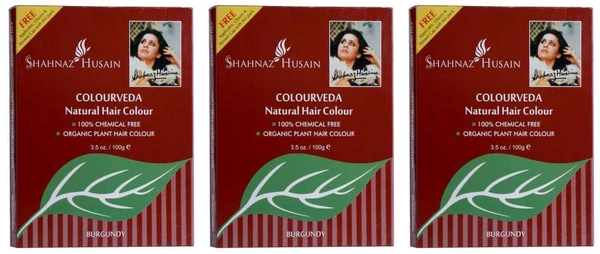 Shahnaz Husain Colourveda Natural Hair Colour - 100Gm (Burgandy) (Pack of 3)