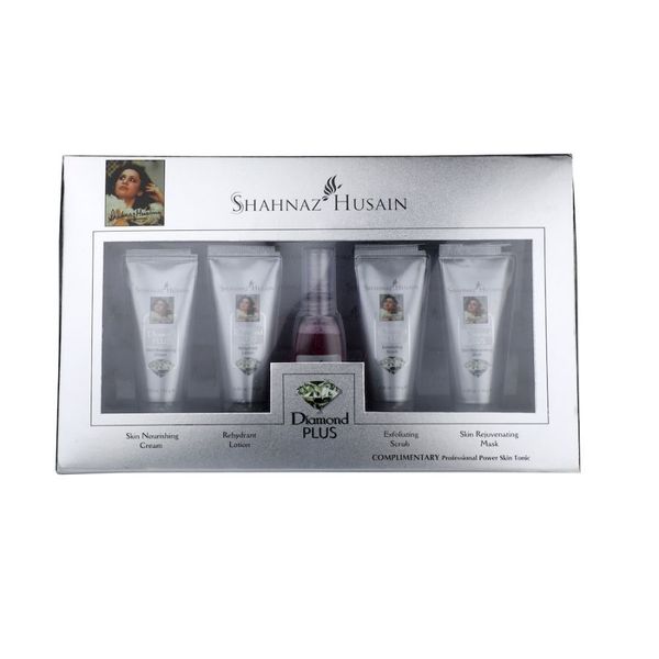 Shahnaz Husain Diamond Skin Revival Kit 10gx4 (D.Nourishing Cream, D. Scrub, D. Lotion, D. Rejuvenating Mask) and Professional Power Skin Tonic 15ML